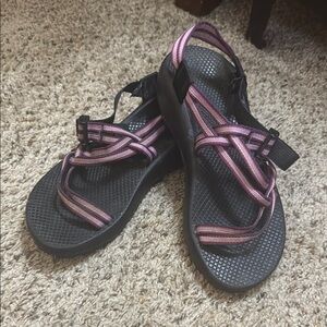 W9 Chaco Black and Purple Sandals